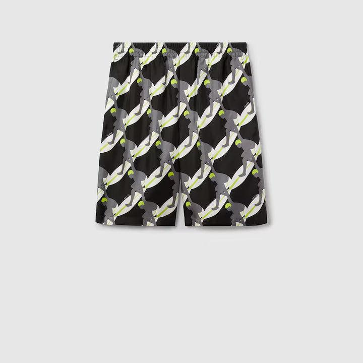 GUCCI SILK TWILL SHORTS WITH GG SHADOW