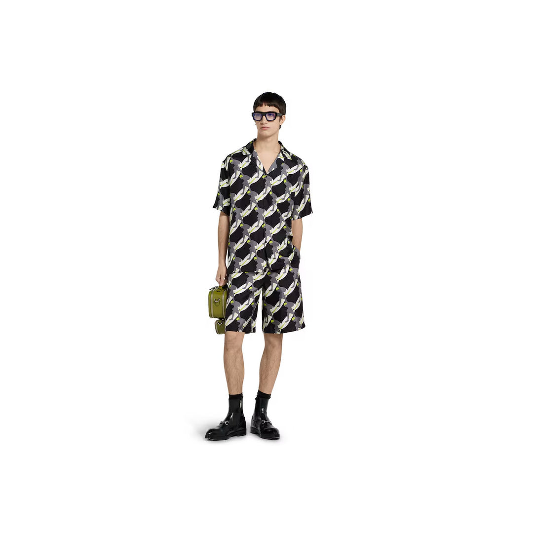 GUCCI SILK TWILL SHORTS WITH GG SHADOW