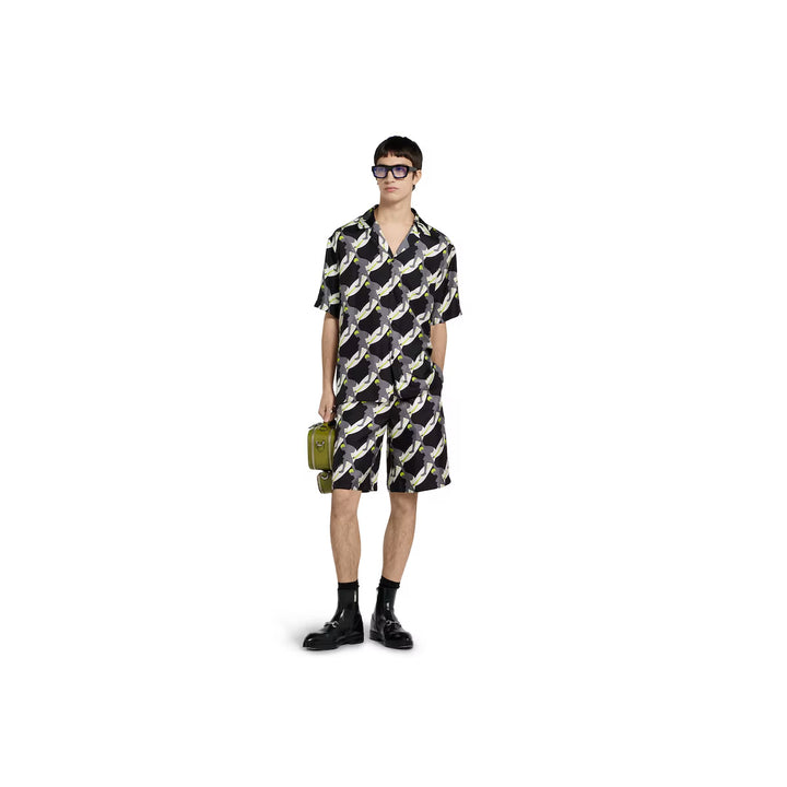 GUCCI SILK TWILL SHORTS WITH GG SHADOW