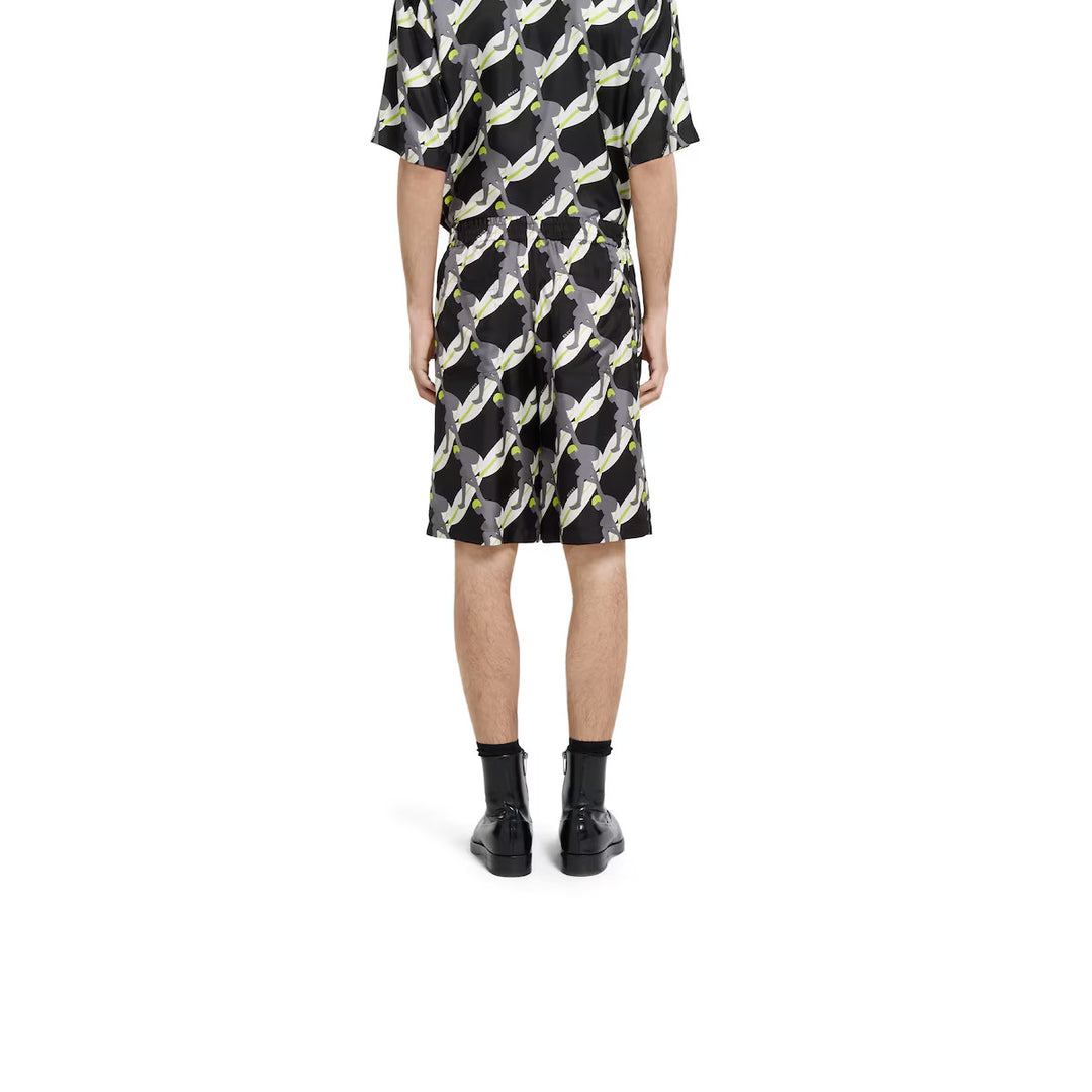 GUCCI SILK TWILL SHORTS WITH GG SHADOW