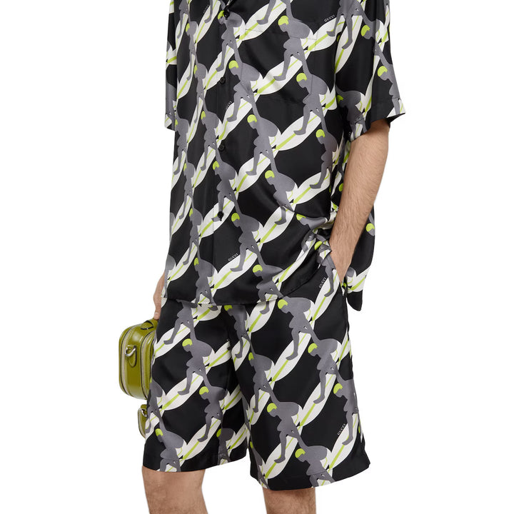 GUCCI SILK TWILL SHORTS WITH GG SHADOW