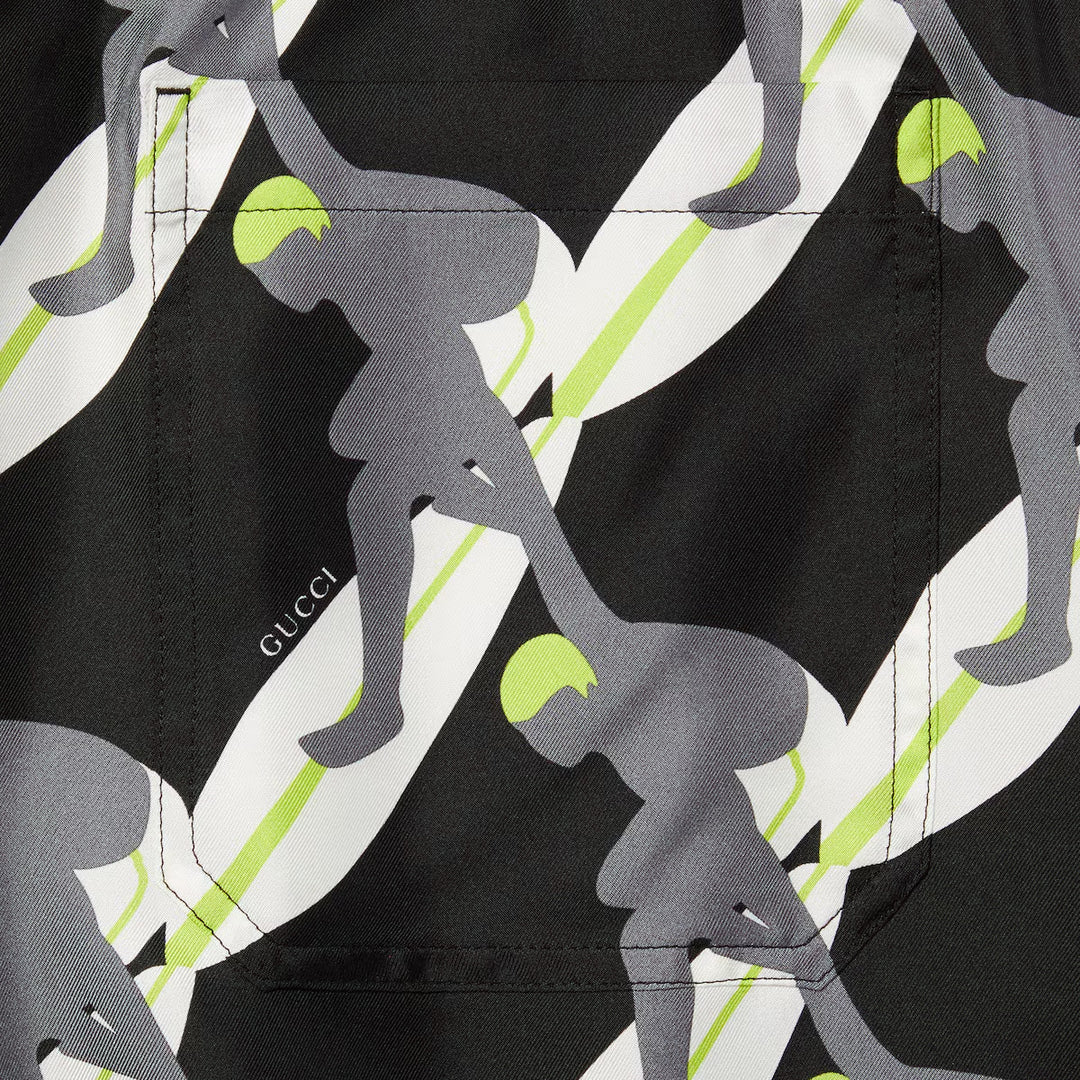 GUCCI SILK TWILL SHORTS WITH GG SHADOW