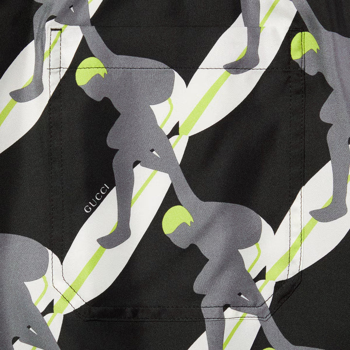 GUCCI SILK TWILL SHORTS WITH GG SHADOW