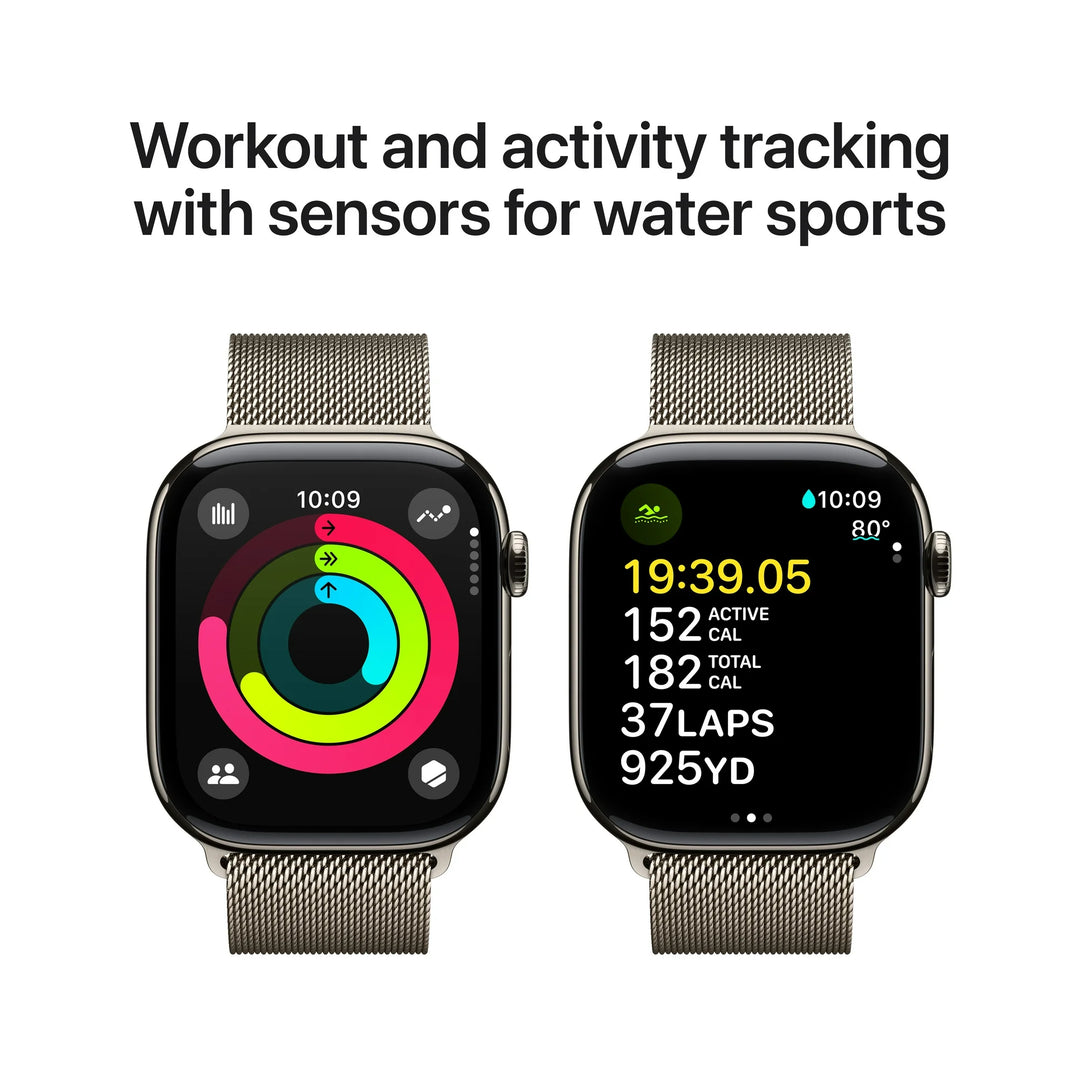 Apple Watch Series 10 GPS + Cellular 46mm Natural Titanium Case with Natural Milanese Loop - M/L
