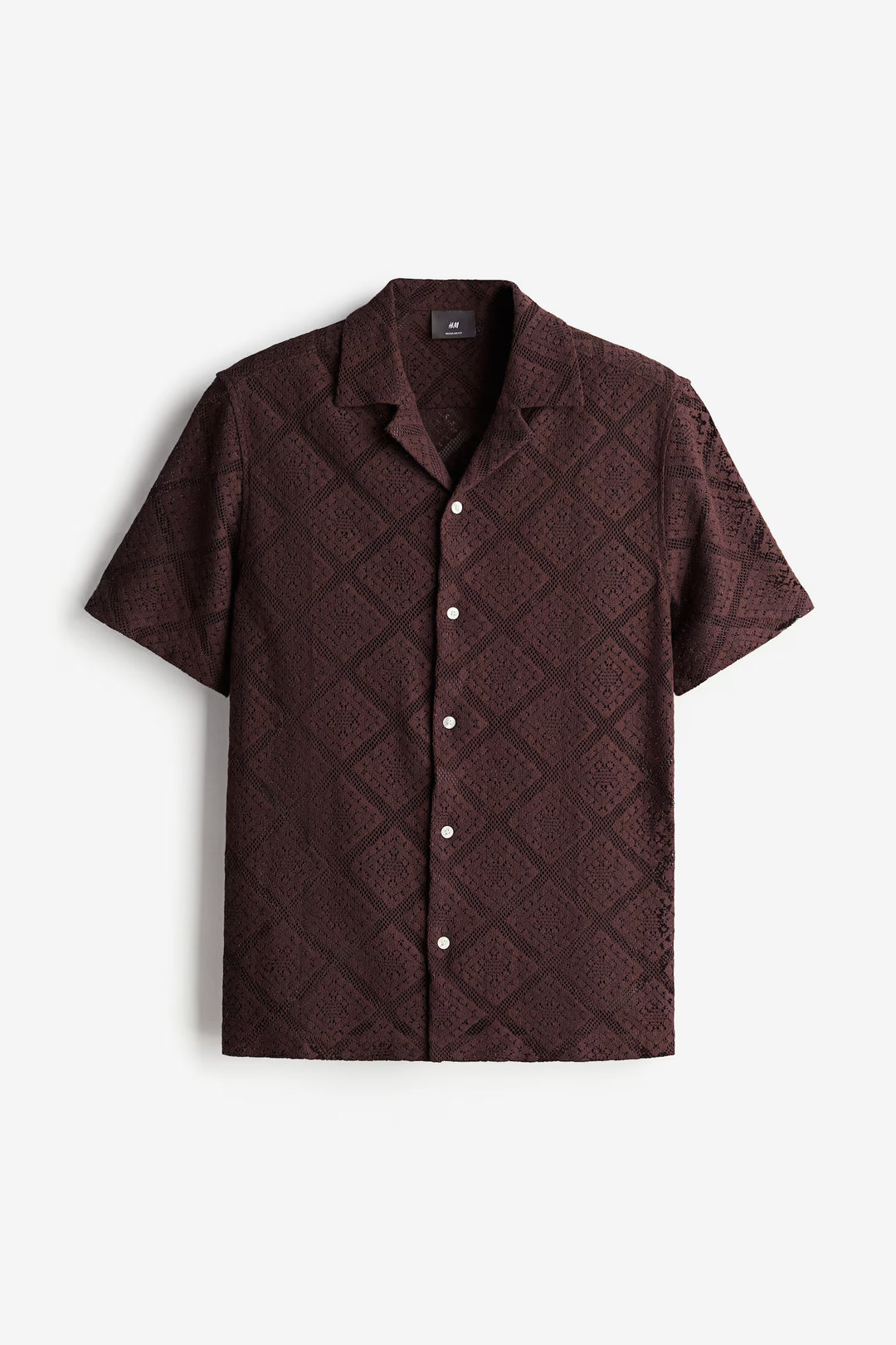 H&M Regular Fit Crochet-look Resort Shirt