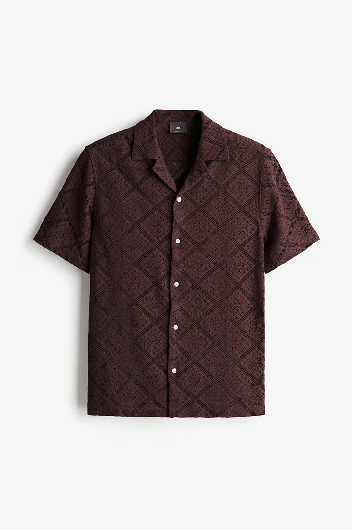 H&M Regular Fit Crochet-look Resort Shirt