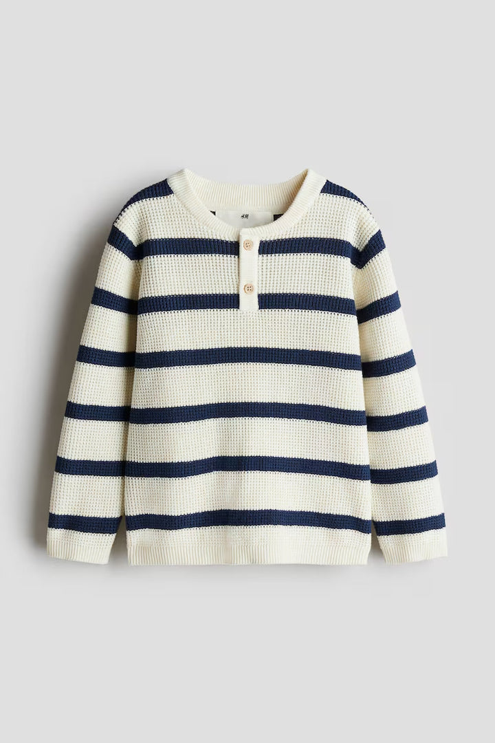 H&M WAFFLE-KNIT HENLEY SWEATER