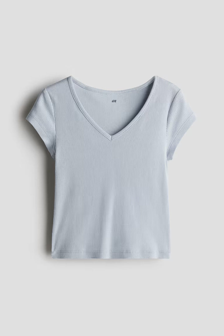 H&M RIBBED COTTON JERSEY TOP