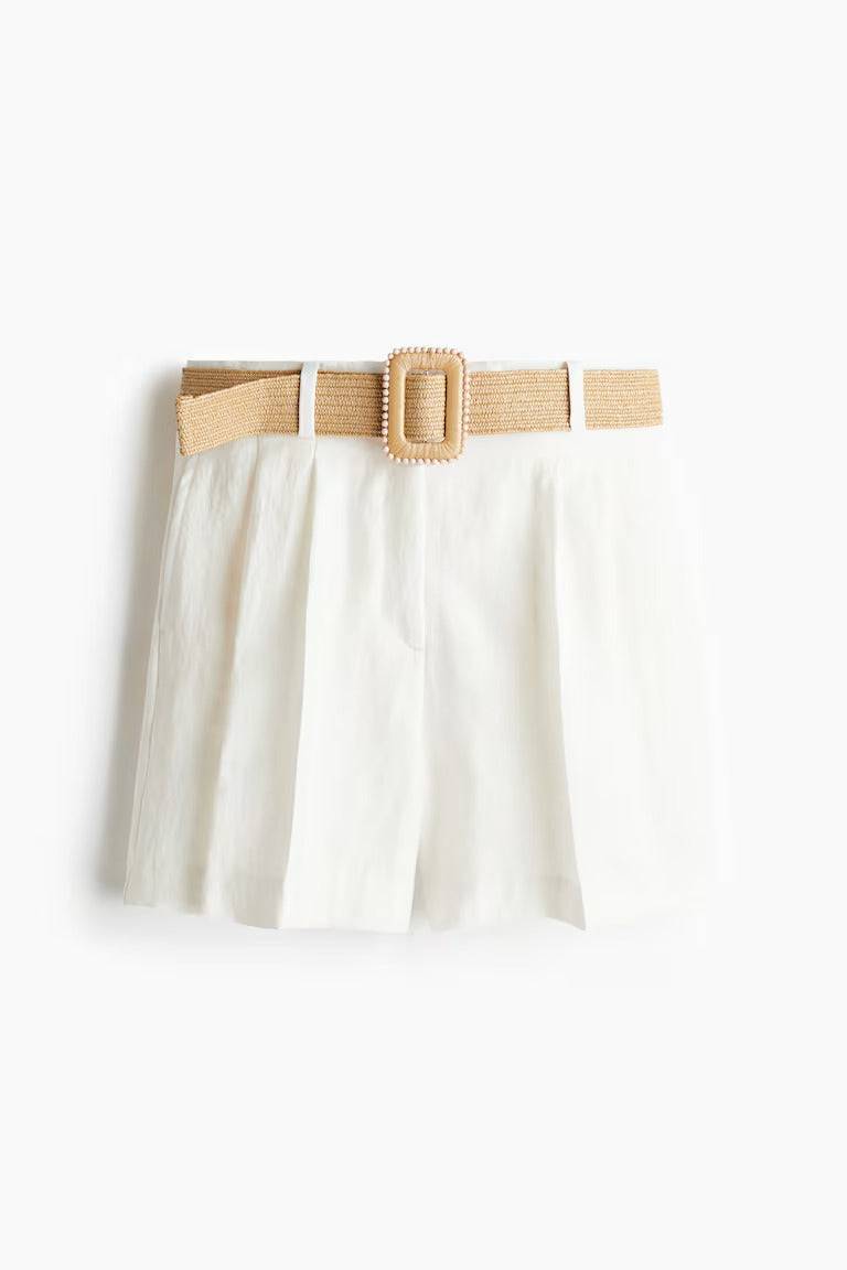 H&M BELTED TWILL SHORTS