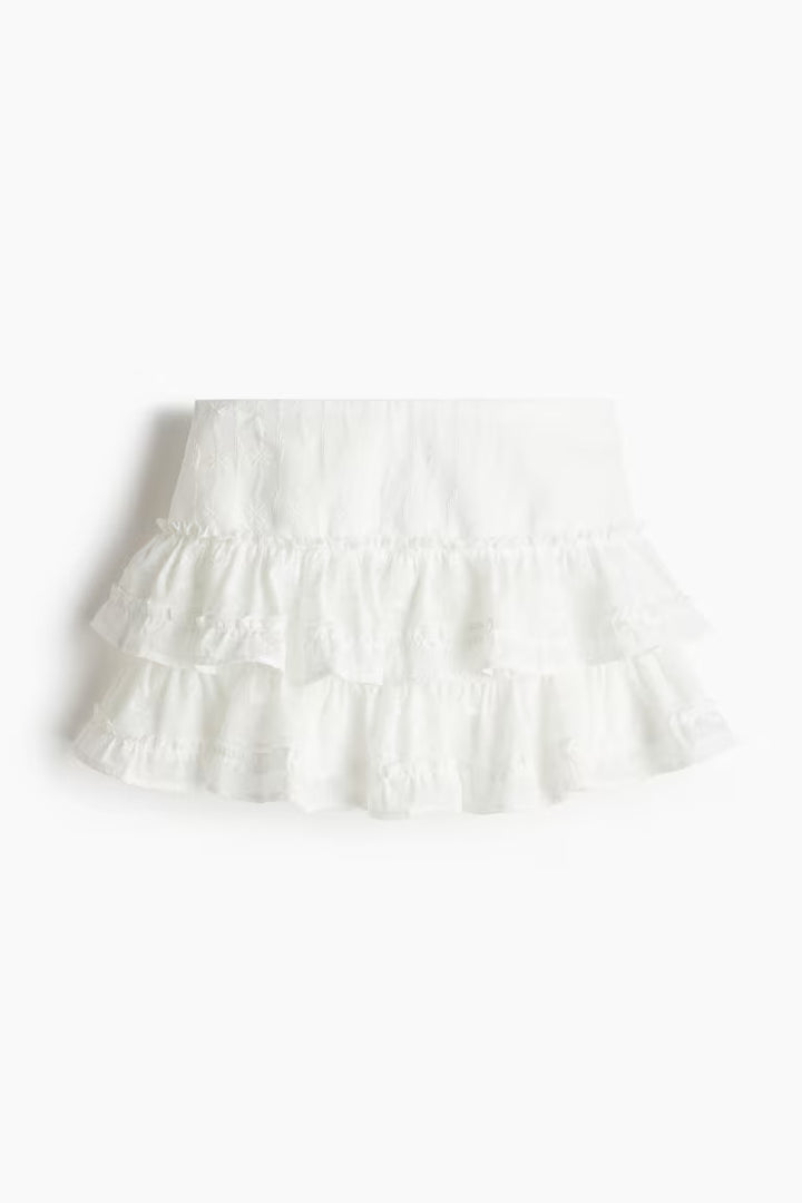 H&M EMBROIDERED TIERED SKIRT