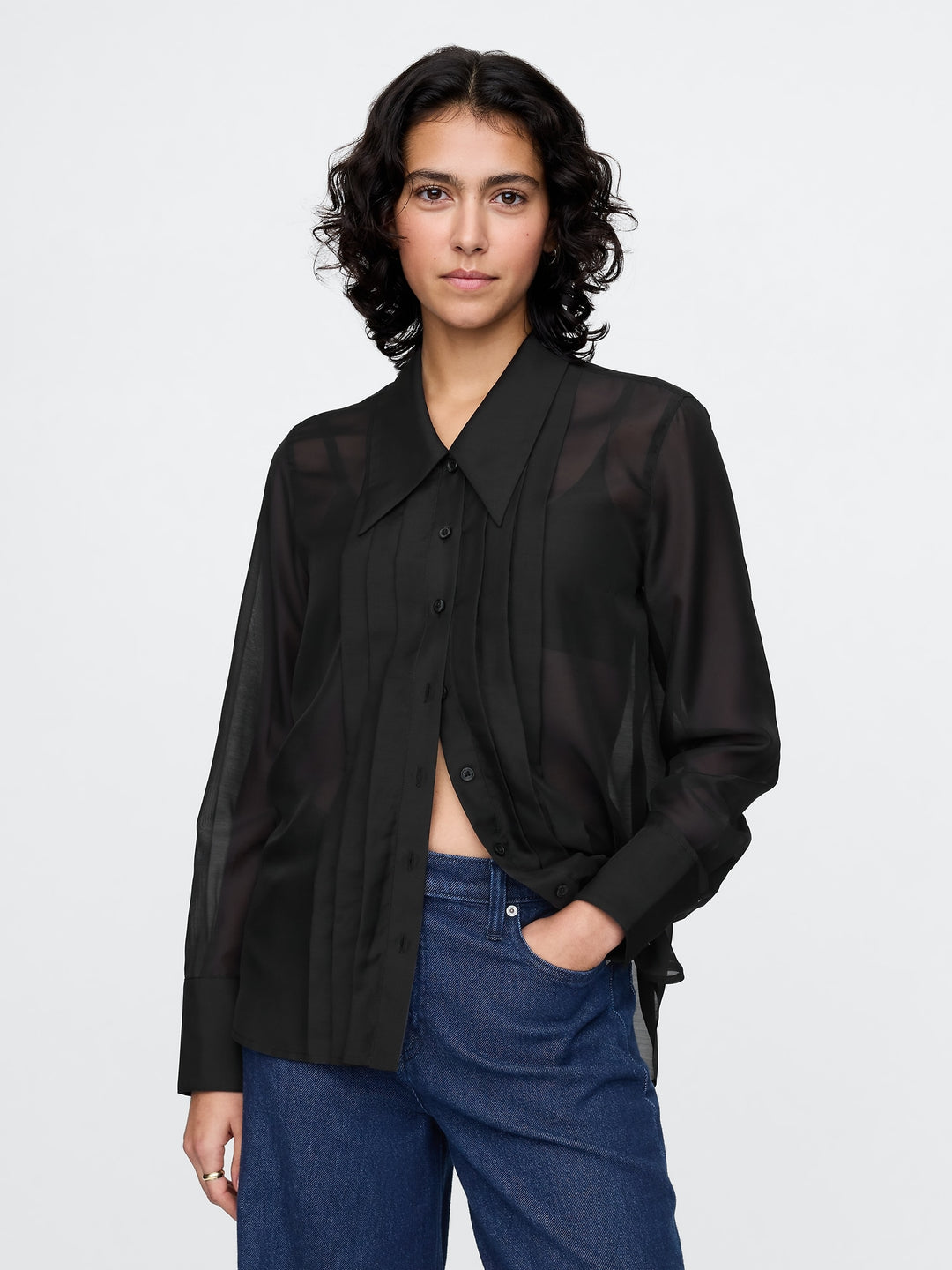 Gap Sheer Classic Tuxedo Shirt