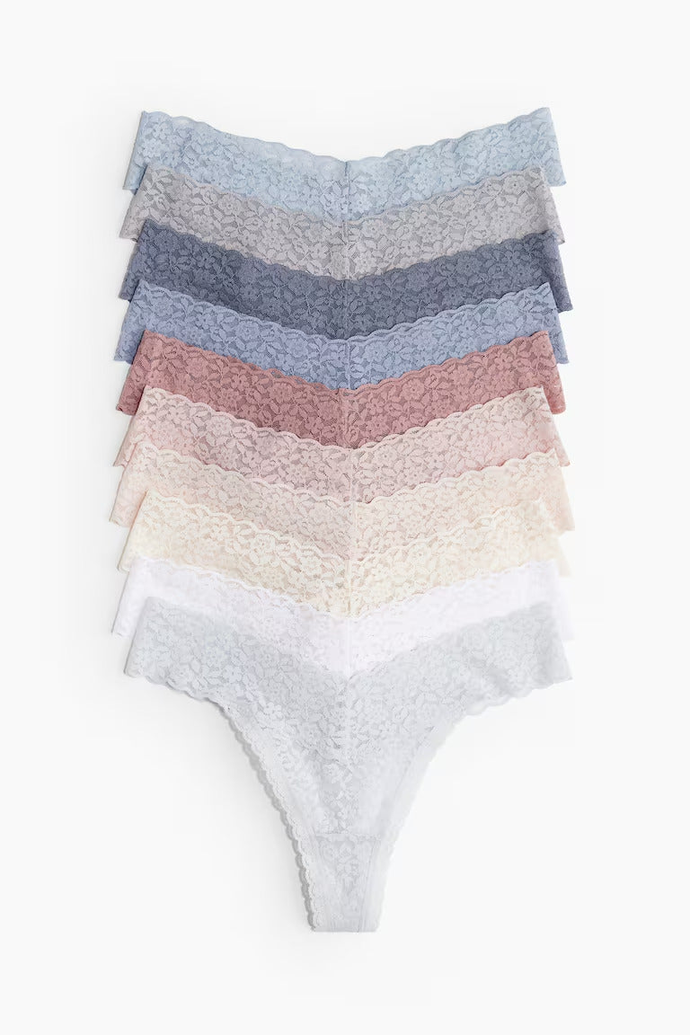 H&M 10-PACK LACE THONG BRIEFS