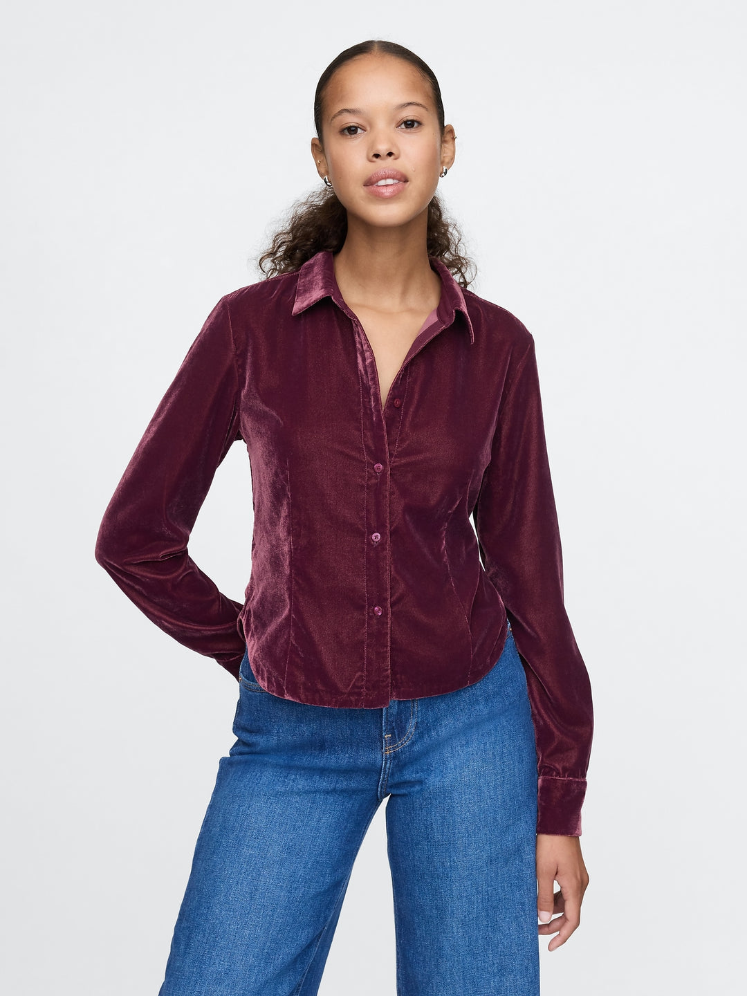 Gap Cropped Velvet Shirt