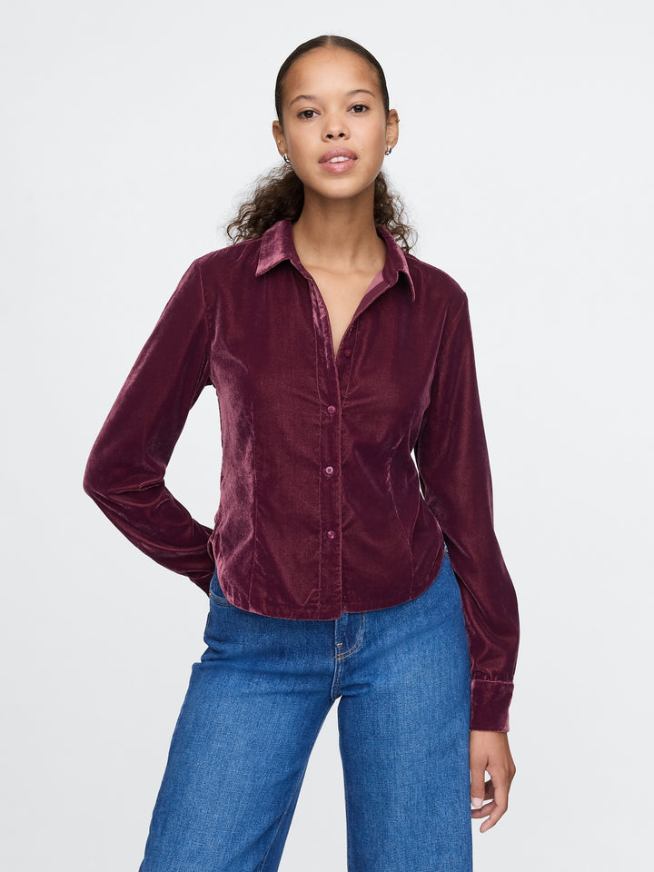 Gap Cropped Velvet Shirt