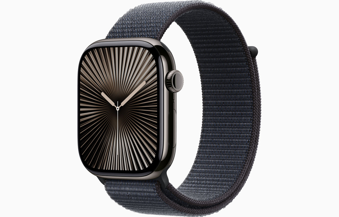 Apple Watch Series 10 GPS + Cellular, 46mm Natural Titanium Case with Ink Sport Loop