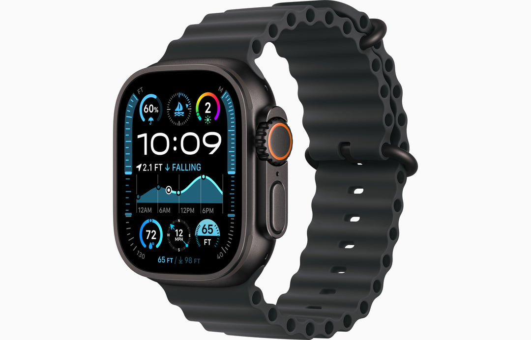 Apple Watch Ultra 2 GPS + Cellular, 49mm Black Titanium Case with Ice Blue Ocean Band