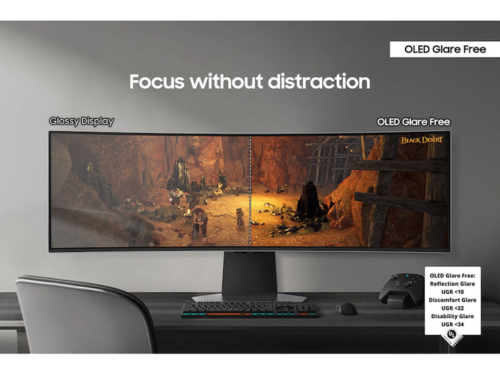 Samsung 49" Odyssey QD-OLED G9 (G95SD) Dual QHD 240Hz 0.03ms G-Sync Compatible Curved Gaming Monitor with Glare Free and Smart Features