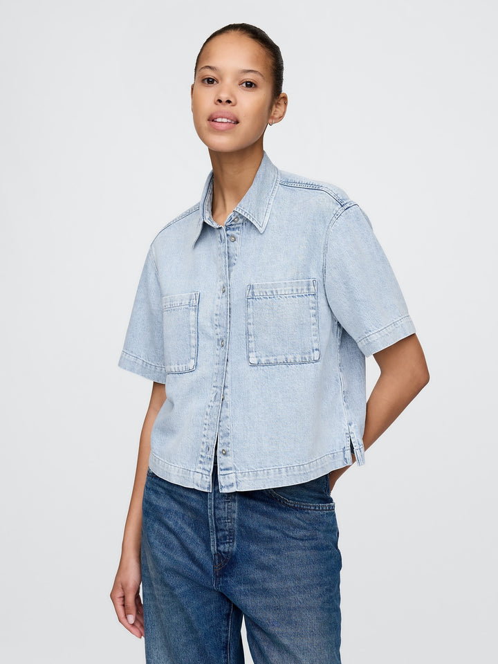 Gap UltraSoft Cropped Denim Shirt
