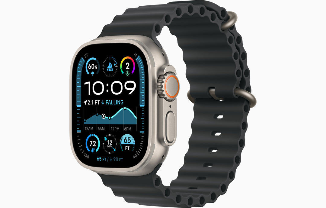 Apple Watch Ultra 2 GPS + Cellular, 49mm Natural Titanium Case with Ice Blue Ocean Band