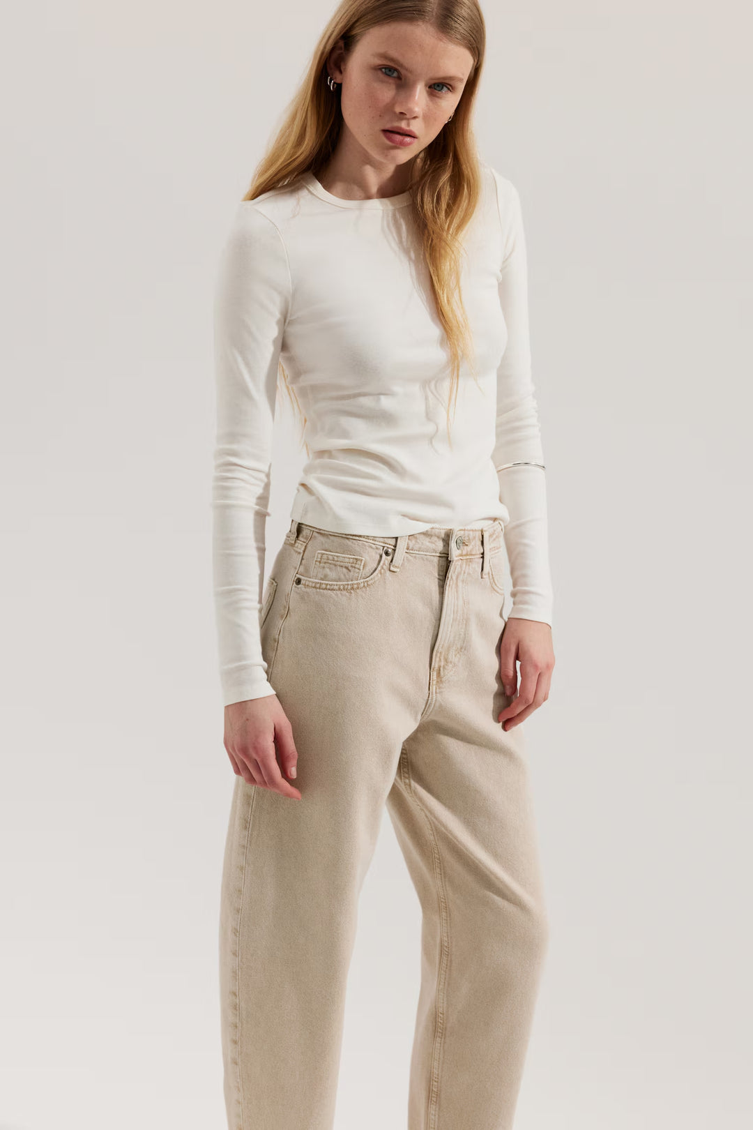 H&M High Rise Barrel Leg Jeans