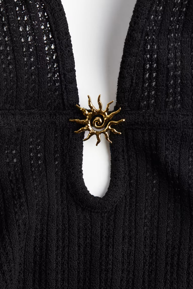 H&M Embellished pointelle-knit dress