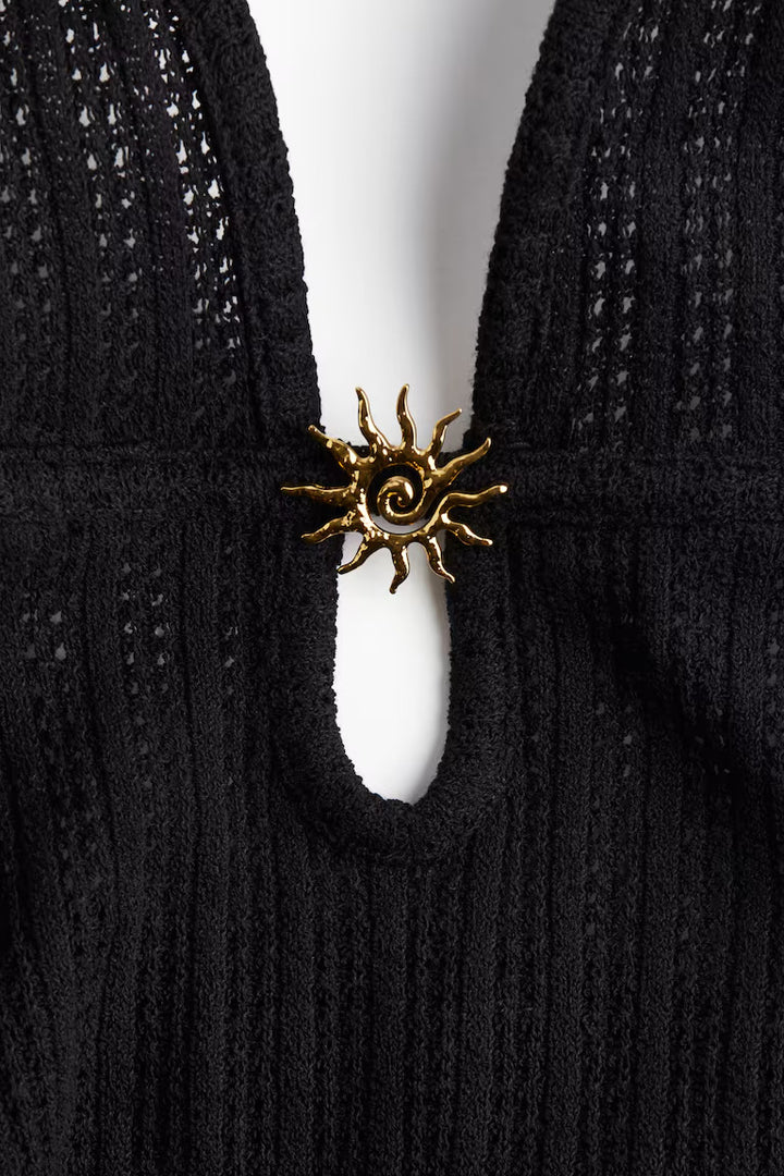 H&M Embellished pointelle-knit dress