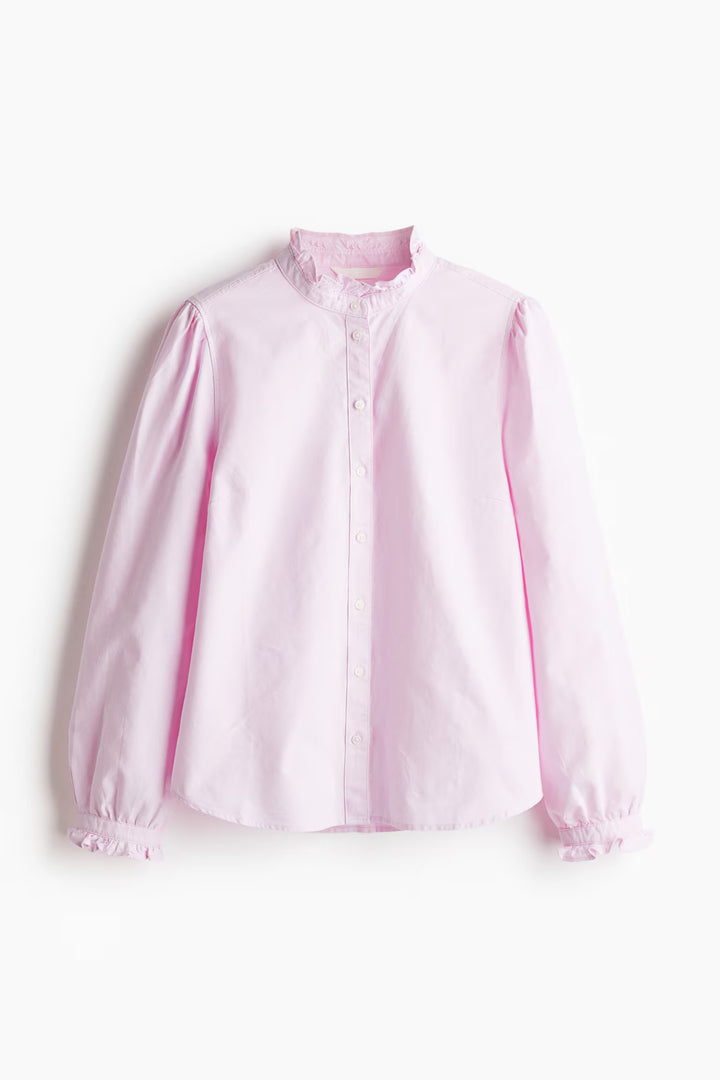 H&M Ruffle-trimmed Oxford Blouse