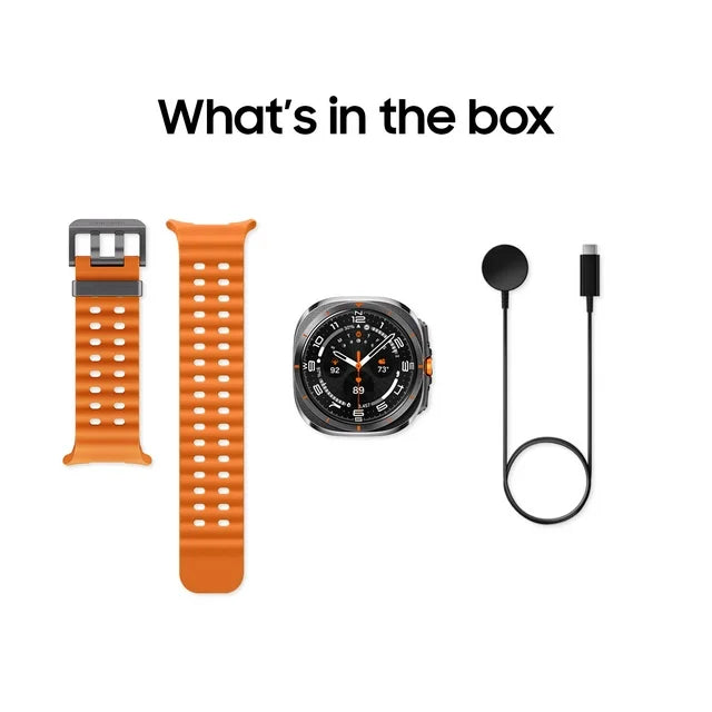 Samsung Galaxy Watch Ultra 47mm LTE Titanium Smart Watch, Titanium Gray, Orange Band
