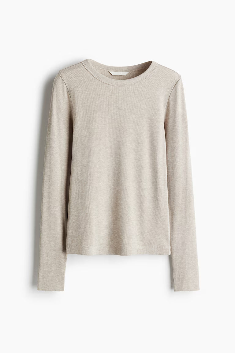 H&M RIBBED MODAL-BLEND TOP
