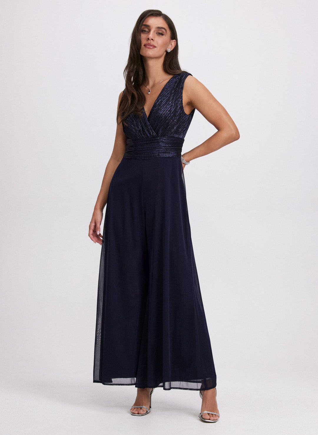 LAURA Metallic Pleated Jumpsuit