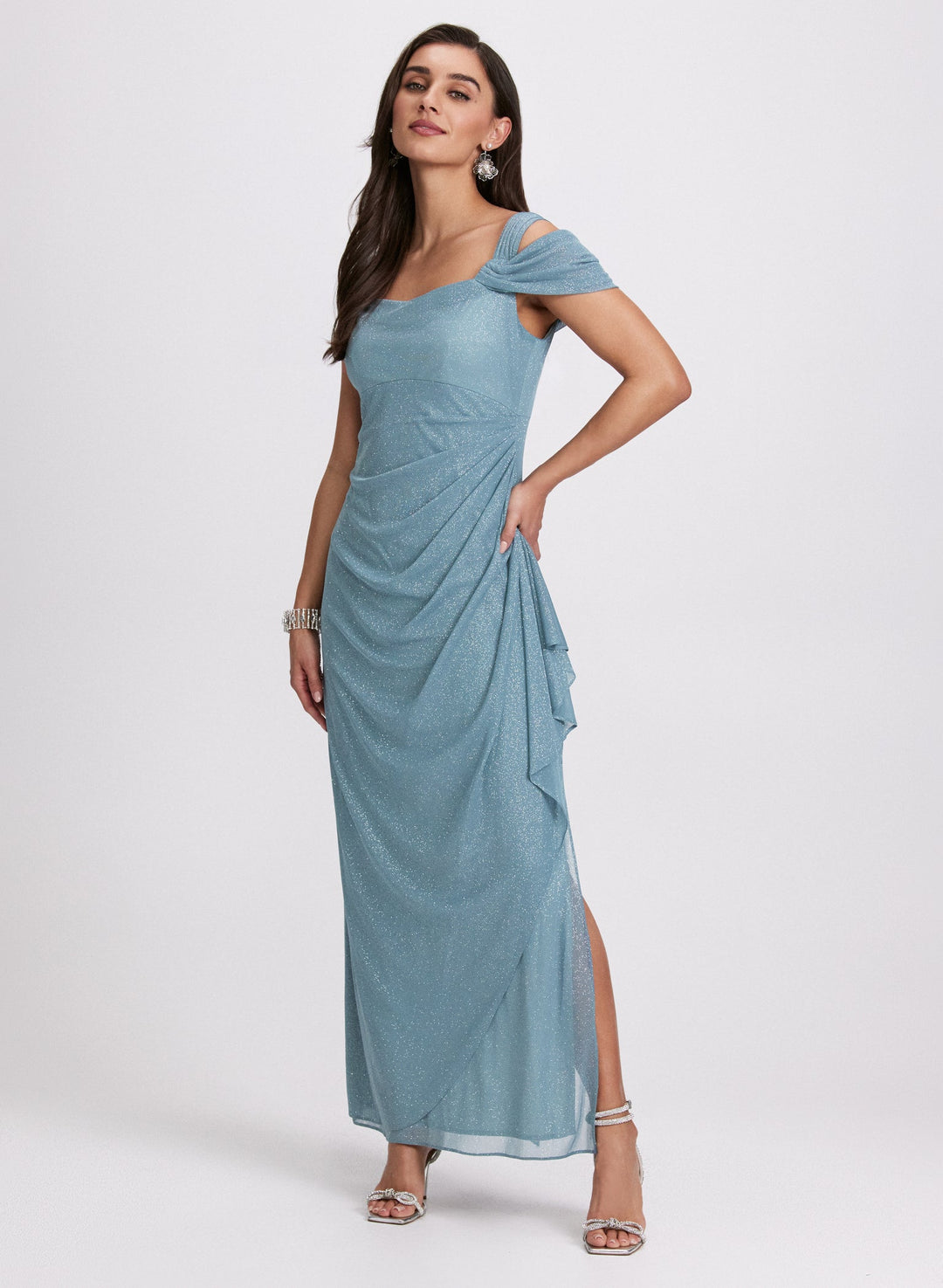 LAURA Draped Glitter Dress
