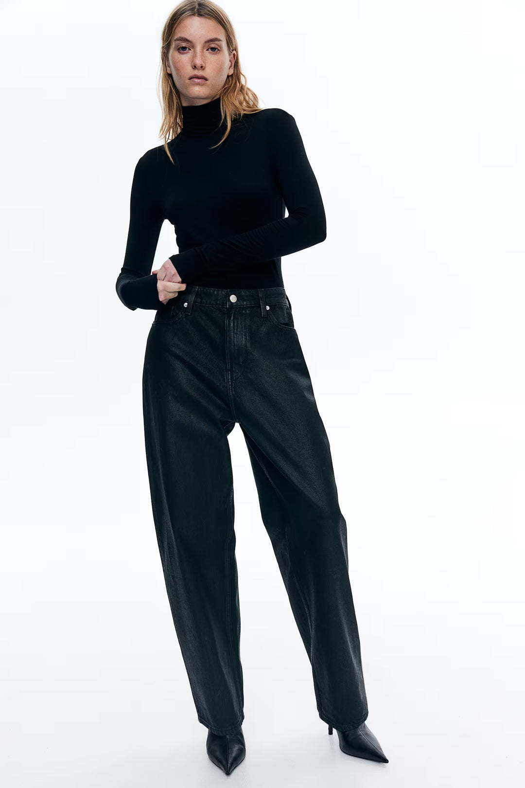 H&M High Rise Barrel Leg Jeans