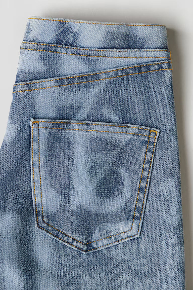 H&M Wide-Leg Denim-Look Pants