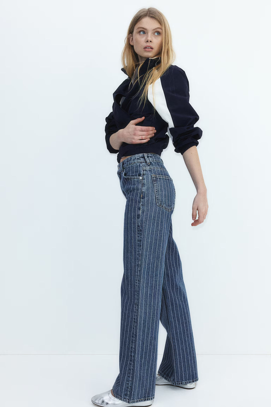 H&M Bleecker High Rise Wide Leg Jeans