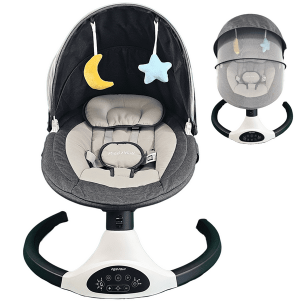 P@B PBell Baby Swing for Infants, Bluetooth Music Speaker 5 Speeds and Remote Control. Five-Point Seat Belt. Baby Swing regulated by Innovation, Science and Economic Development Canada (ISDE).