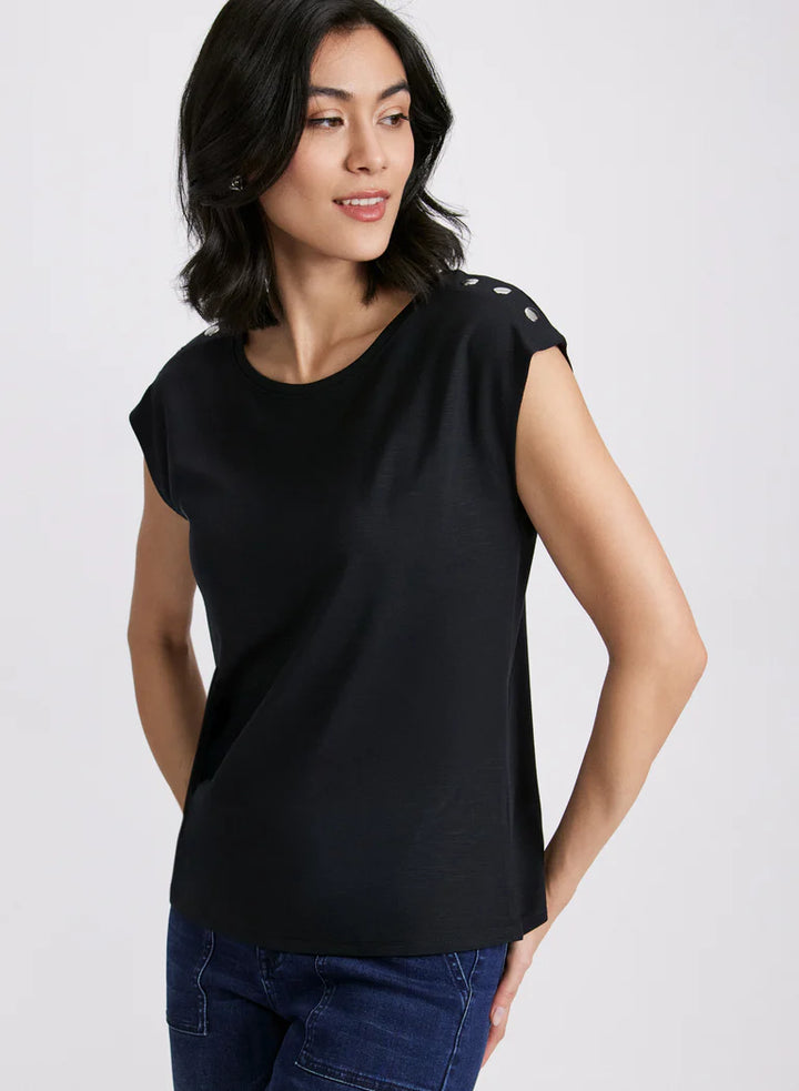 LAURA Metallic Button T-Shirt