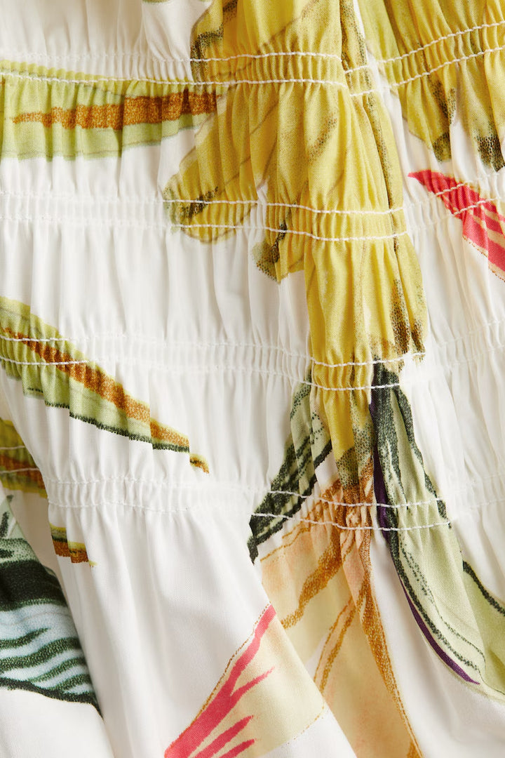 H&M Smocked-Detail Poplin Dress