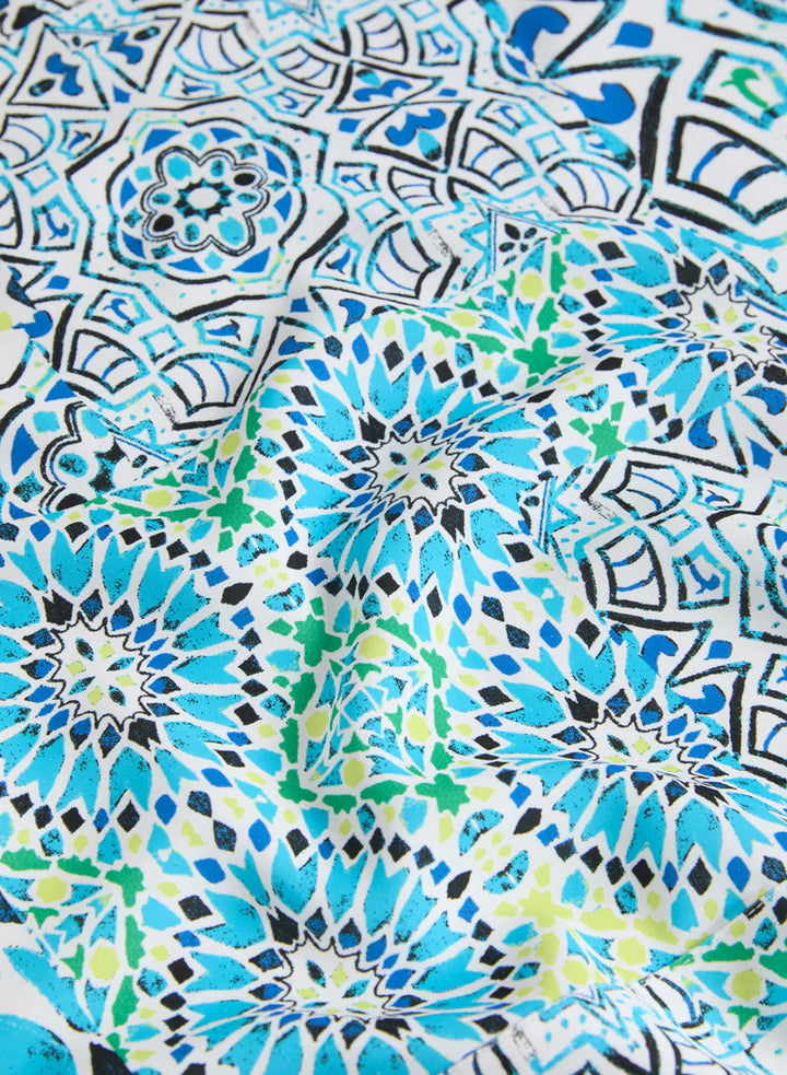 LAURA Tied-Hem Mosaic Print Top