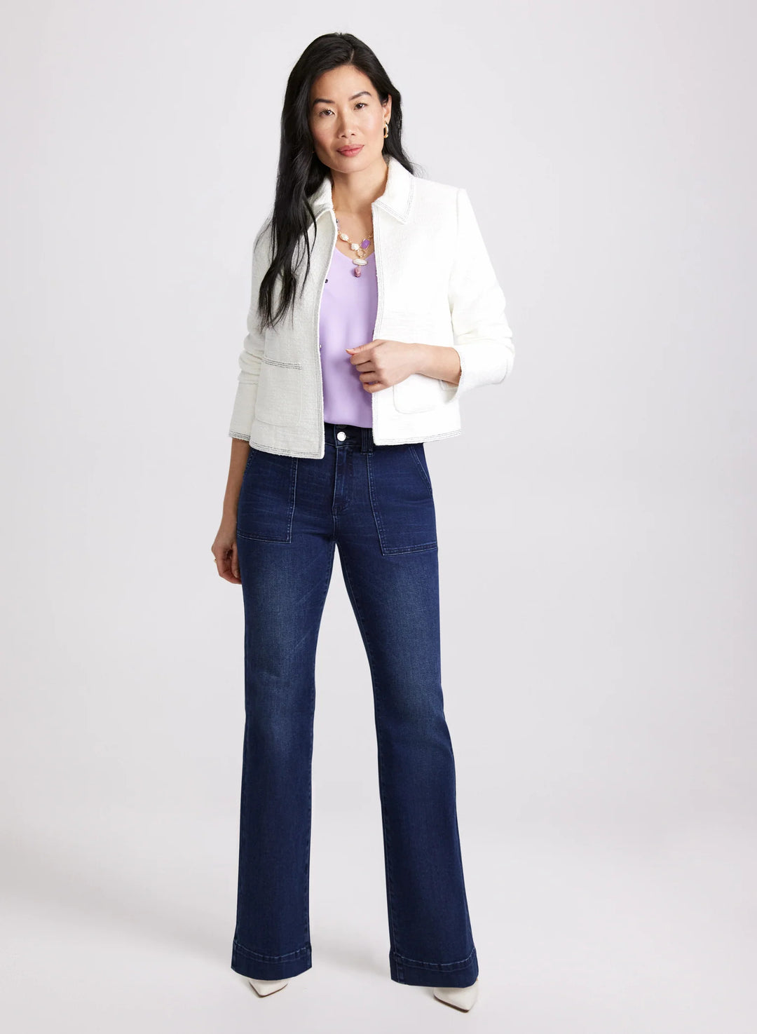 LAURA Contrast Stitch Tweed Jacket