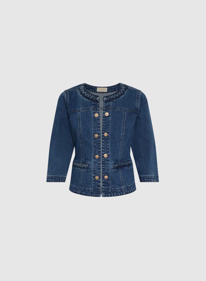 LAURA Braided Trim Denim Jacket