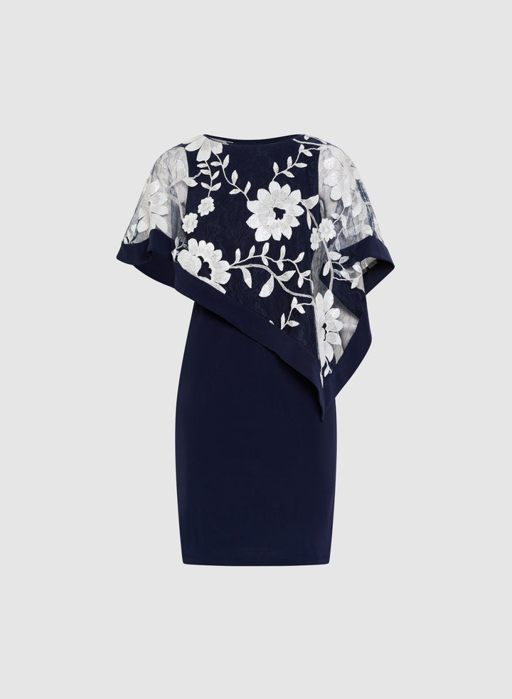LAURA Floral Capelet Sheath Dress