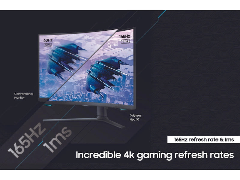 Samsung 32" Odyssey Neo G7 4K UHD 165Hz 1ms(GTG) Quantum HDR2000 Curved Gaming Monitor