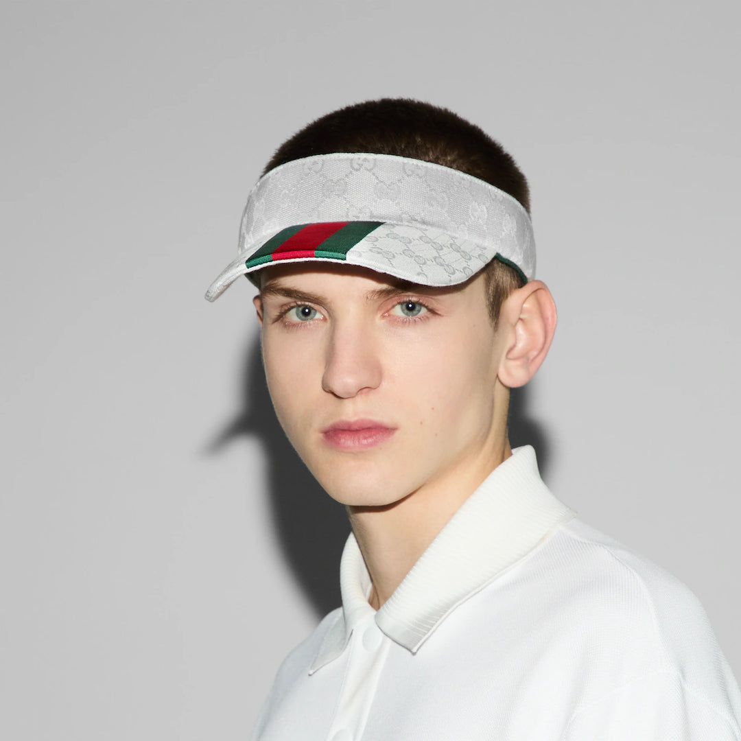 GUCCI ORIGINAL GG CANVAS VISOR WITH WEB