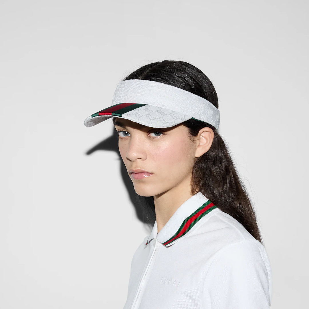 GUCCI ORIGINAL GG CANVAS VISOR WITH WEB