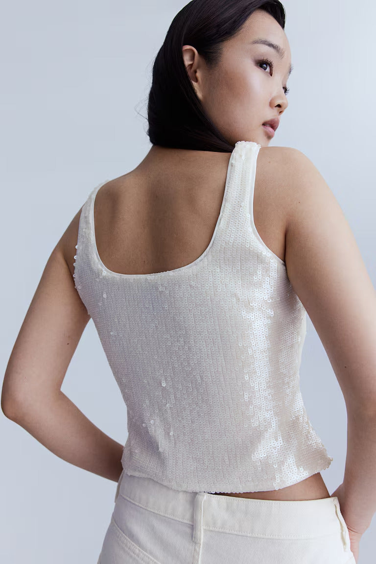 H&M Bow-Detail Sequined Top