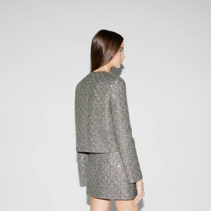 GUCCI Embroidered GG wool tweed jacket