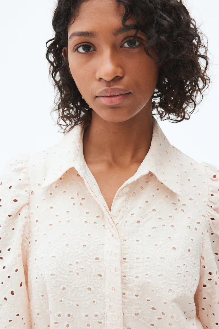 H&M Eyelet Embroidered Shirt Dress