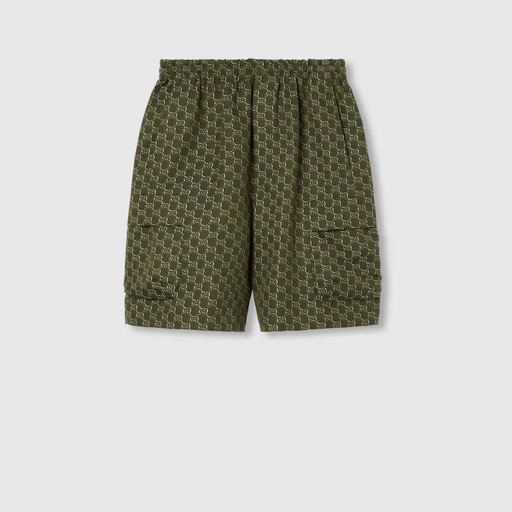 GUCCI COTTON JACQUARD SHORTS WITH GG SHADOW