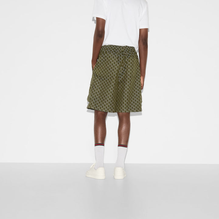 GUCCI COTTON JACQUARD SHORTS WITH GG SHADOW