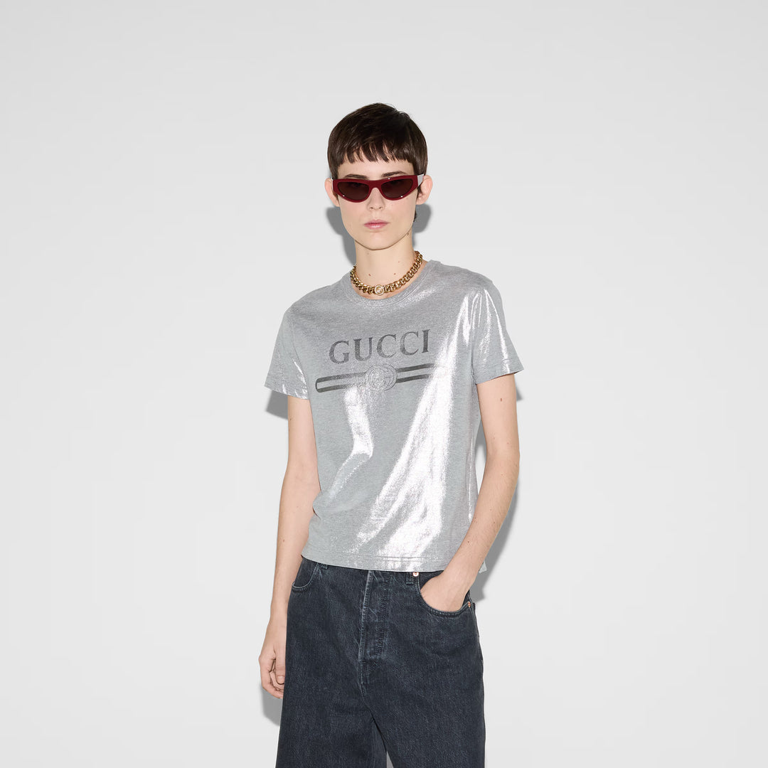 Gucci Printed laminated cotton T-shirt
